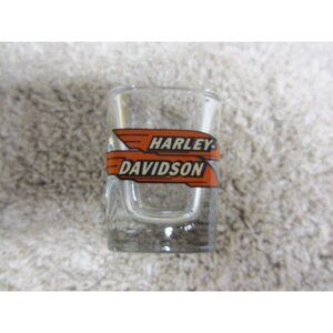Harley-Davidson Square Glass Shot Glass With Orange & Black Logo